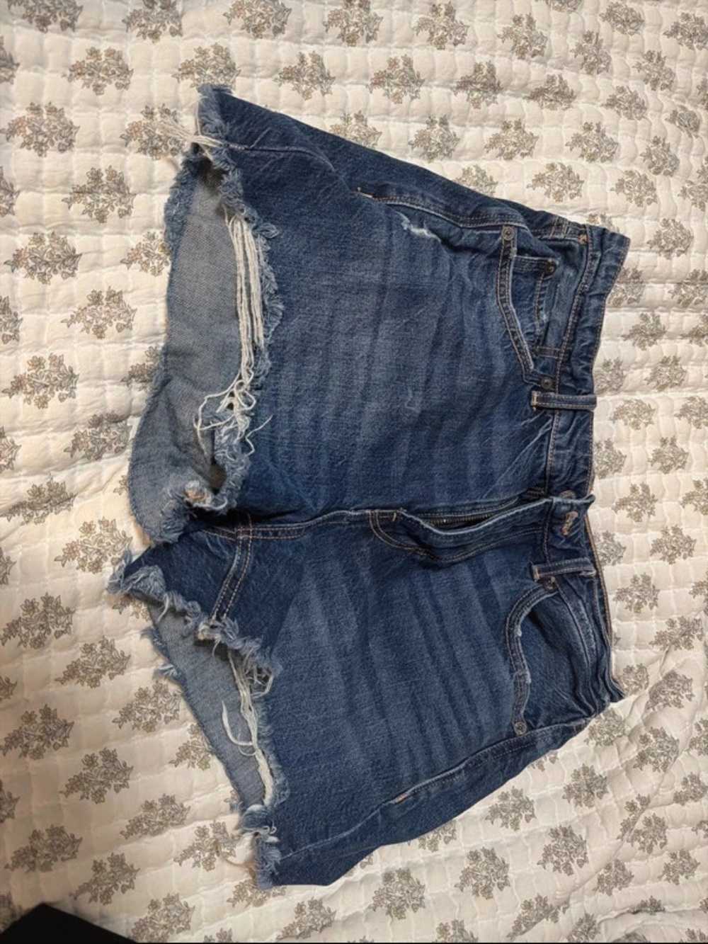 American Eagle Outfitters Distressed Mid-Blue Denim Shorts